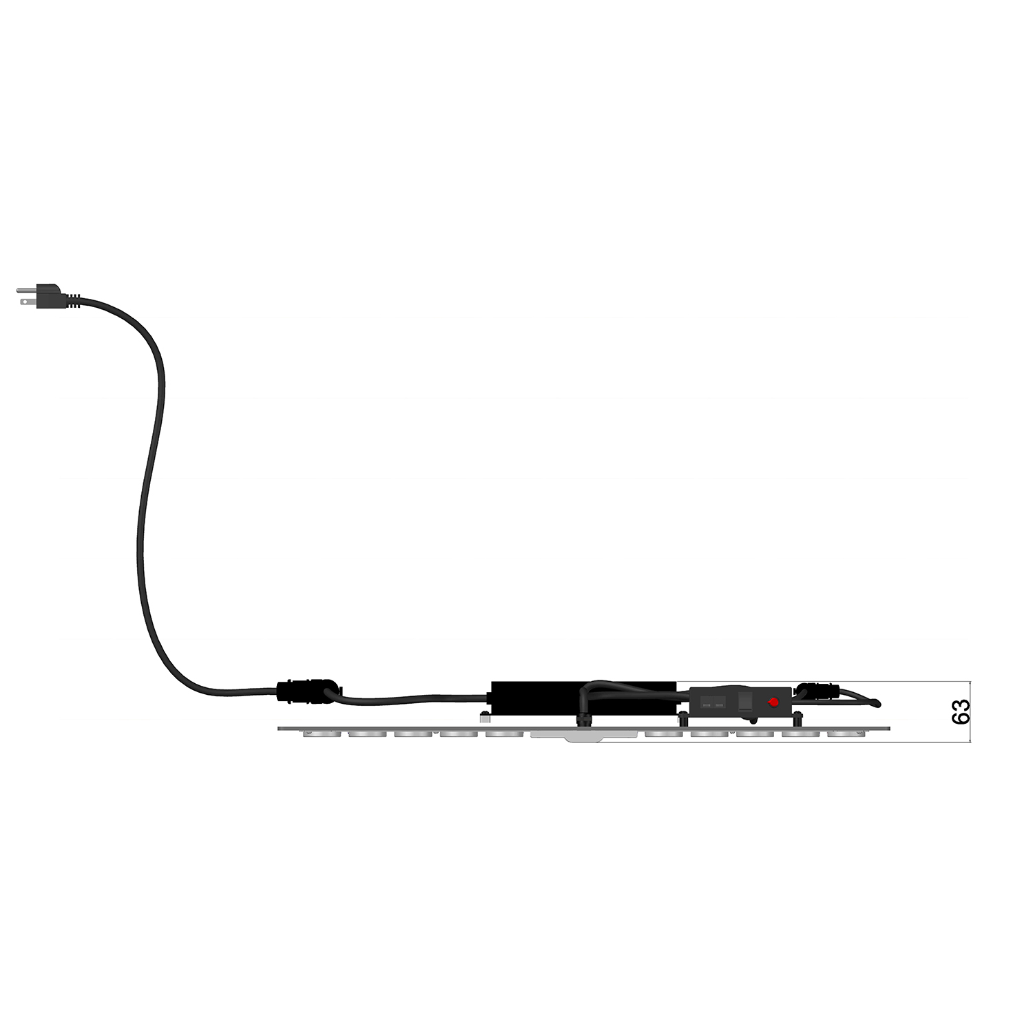 Official G480C product specification image showing the 480 W rating, the 60 W dimming floor, the 2.8 umol/J efficiency quoted without UV and FR, the 6 x 6 ft vegetative and 5 x 5 ft flowering footprints, IP65 and the 50,000 hour rating