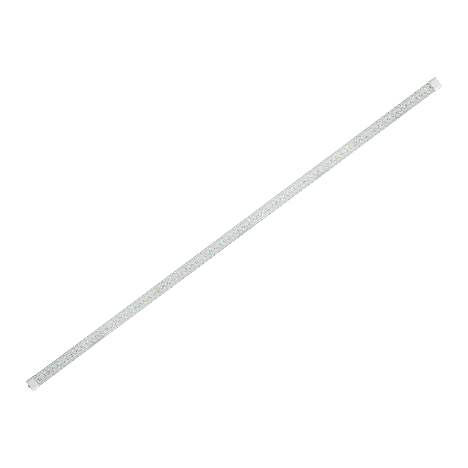 Official product photo of the Koray PT5-B ultra-thin IP66 tube kit: a full-length slim linear LED light bar with a white 12 mm body, visible LED chips and connector end caps at both ends