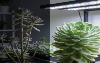 Preventing succulent etiolation with proper LED grow light intensity